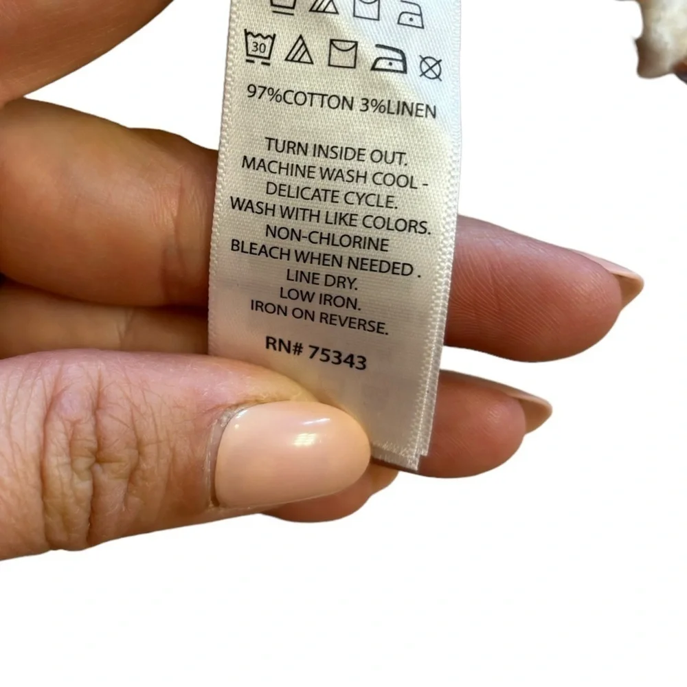 C&C California Cotton Linen Blend Stripe Crew Neck Short Sleeve Blouse Women’s S - Picture 7 of 9